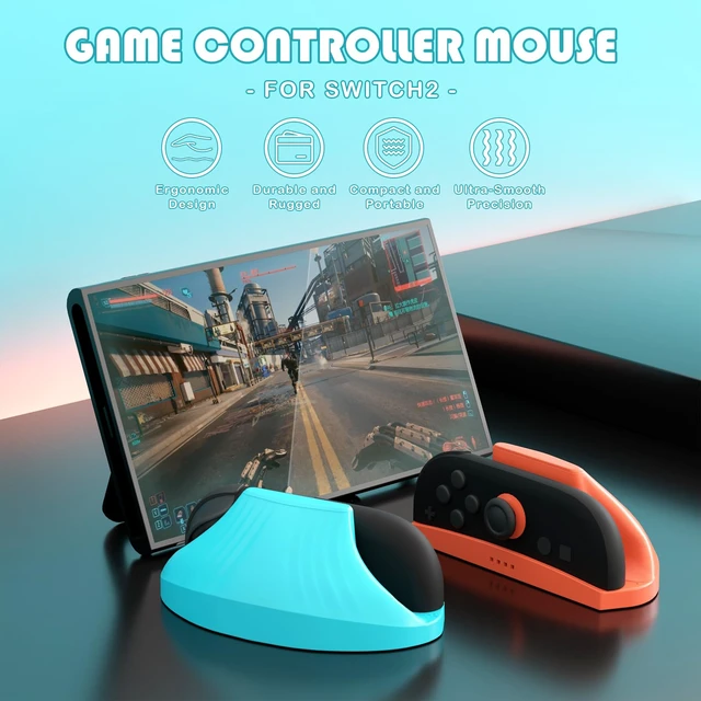 Alt view image 2 of 7 - 2Pack Ergonomic Gaming Controller Mouse for Joycon 2 Grip,Left & Right Hand Grip Set for Nintendo Switch 2 2025-Enhanced Targeting (Orange Blue)