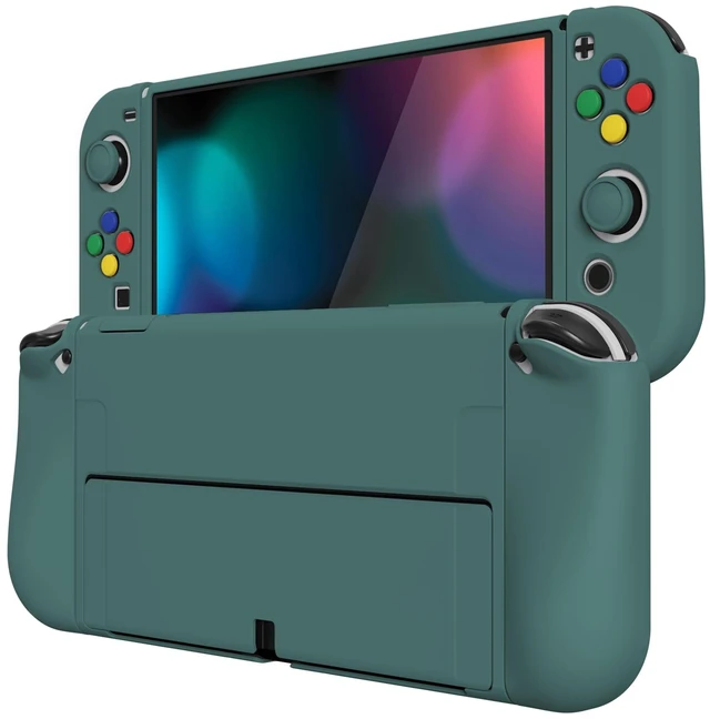 Main image of ZealProtect Soft Protective Case for Nintendo Switch OLED, Flexible Protector Joycon Grip Cover for Nintendo Switch OLED with Thumb Grip Caps & ABXY Direction Button Caps - Hunter Green