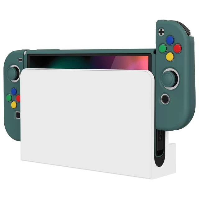 Alt view image 7 of 7 - ZealProtect Soft Protective Case for Nintendo Switch OLED, Flexible Protector Joycon Grip Cover for Nintendo Switch OLED with Thumb Grip Caps & ABXY Direction Button Caps - Hunter Green