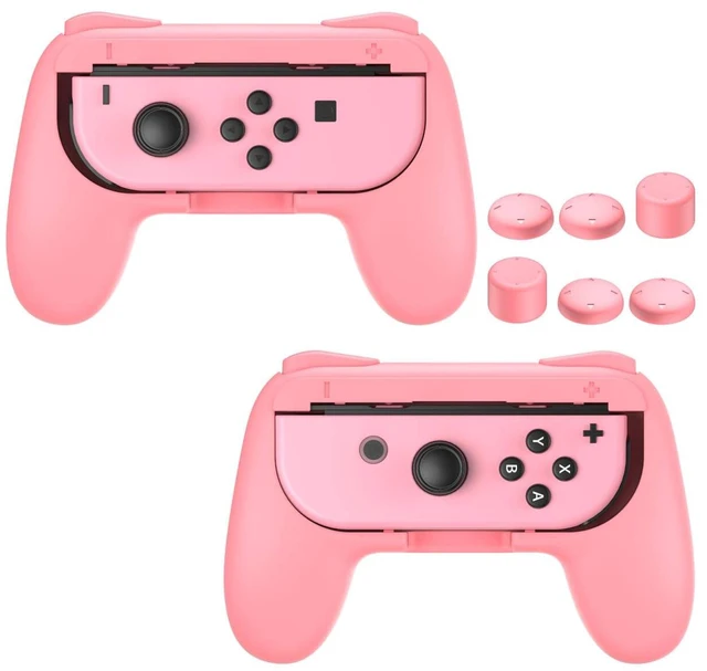Main image of Switch Controller Grips for Nintendo Switch/OLED for JoyCons | Wear-Resistant Switch Controllers Holder Handle Kit, Ergonomic Design, 6 Non-Slip Thumb Grip Caps for Joycon, Pink, 2 Pack