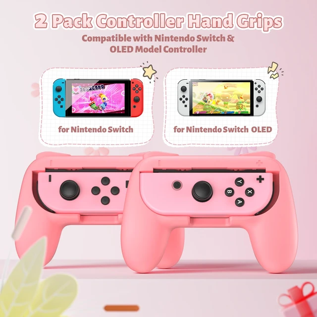 Alt view image 3 of 7 - Switch Controller Grips for Nintendo Switch/OLED for JoyCons | Wear-Resistant Switch Controllers Holder Handle Kit, Ergonomic Design, 6 Non-Slip Thumb Grip Caps for Joycon, Pink, 2 Pack