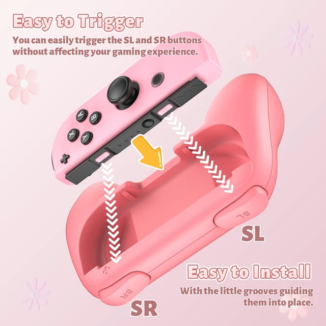 Alt view image 6 of 7 - Switch Controller Grips for Nintendo Switch/OLED for JoyCons | Wear-Resistant Switch Controllers Holder Handle Kit, Ergonomic Design, 6 Non-Slip Thumb Grip Caps for Joycon, Pink, 2 Pack