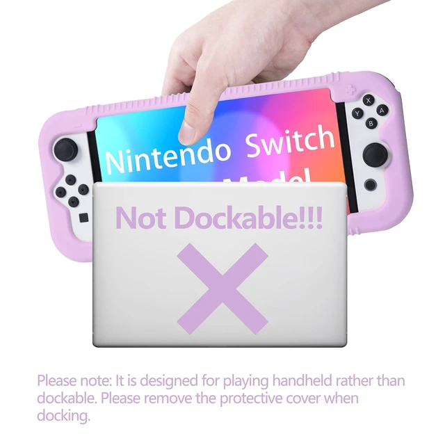 Alt view image 7 of 7 - Silicone Case for Nintendo Switch OLED with Screen Protector, Purple | Standable design, Shockproof Protective Cover Compatible with Switch OLED, Ergonomic Grip Case with 2 Game Cards Slots