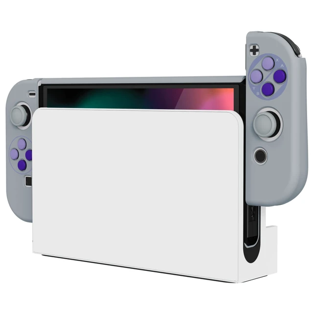 Alt view image 6 of 7 - AlterGrips Protective Slim Case for Nintendo Switch OLED, Ergonomic Grip Cover for Joycon, Dockable Hard Shell for Switch OLED w/Thumb Grip Caps & Button Caps - Classics SNES Style