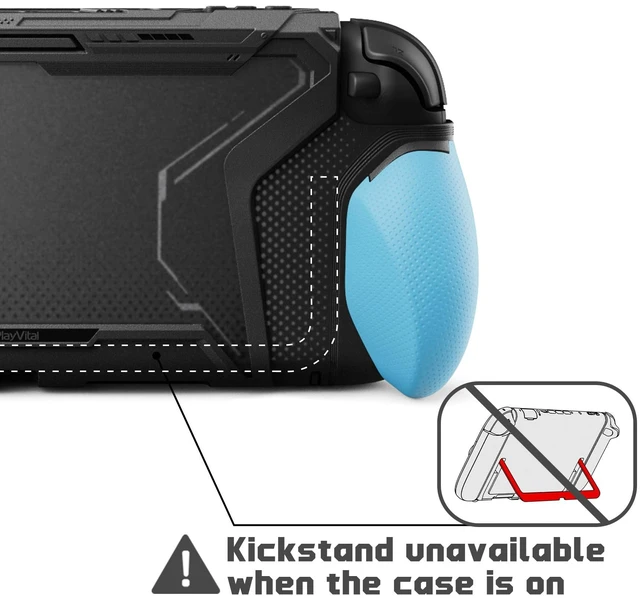 Alt view image 4 of 7 - for Switch 2 Beyond-Grip Dockable Case, Interchangeable FPS/Omni Ergonomic Grips + Military-Grade Drop Protective Cover + 2 Joystick Caps for Nintendo Switch 2 (Blue & Orange)