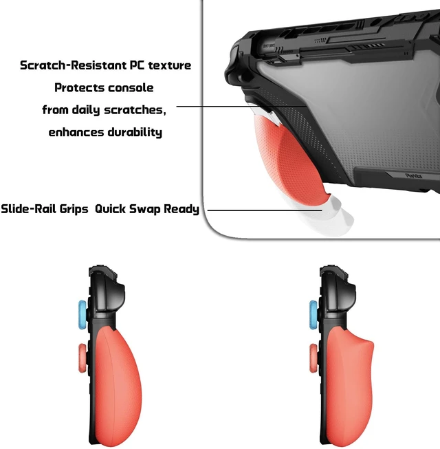 Alt view image 7 of 7 - for Switch 2 Beyond-Grip Dockable Case, Interchangeable FPS/Omni Ergonomic Grips + Military-Grade Drop Protective Cover + 2 Joystick Caps for Nintendo Switch 2 (Blue & Orange)