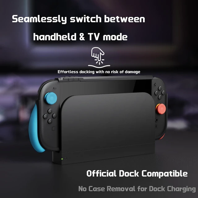 Alt view image 3 of 7 - for Switch 2 Beyond-Grip Dockable Case, Interchangeable FPS/Omni Ergonomic Grips + Military-Grade Drop Protective Cover + 2 Joystick Caps for Nintendo Switch 2 (Blue & Orange)