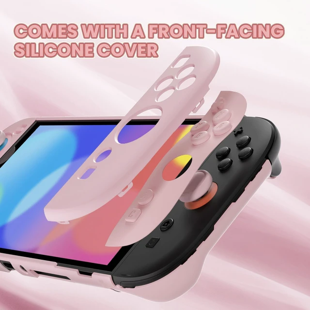 Alt view image 4 of 7 - Protective Case for Nintendo Switch 2 - Cute Dockable Hard Case Shell for Switch 2 with Thumb Grip & Sticker & Button Caps, Anti-Scratch & Shockproof Cover Skin - Cherry Blossoms Pink