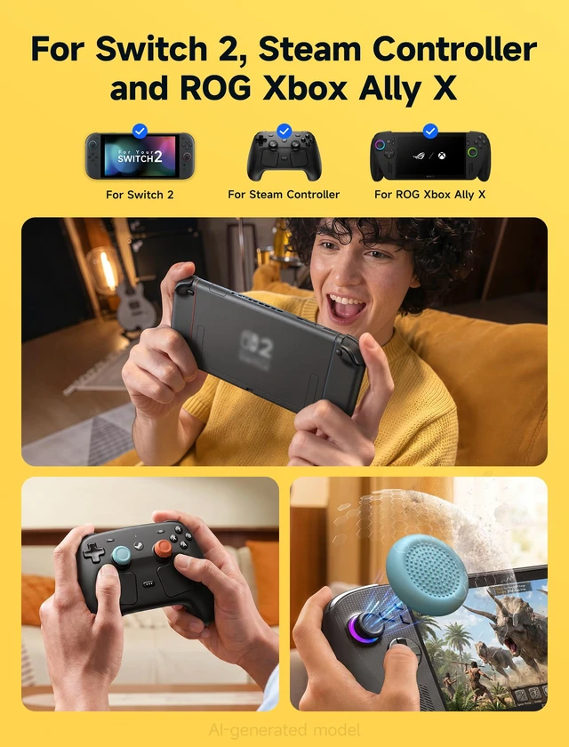 Alt view image 2 of 7 - Thumb Grips for Nintendo Switch 2/Steam Controller - Blue and Orange | Thumb Grip Caps, Ergonomic Design, Enhanced Gaming Grip, Comfortable & Durable, Joycon Stick Cover