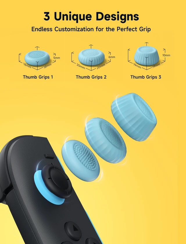 Alt view image 7 of 7 - Thumb Grips for Nintendo Switch 2/Steam Controller - Blue and Orange | Thumb Grip Caps, Ergonomic Design, Enhanced Gaming Grip, Comfortable & Durable, Joycon Stick Cover