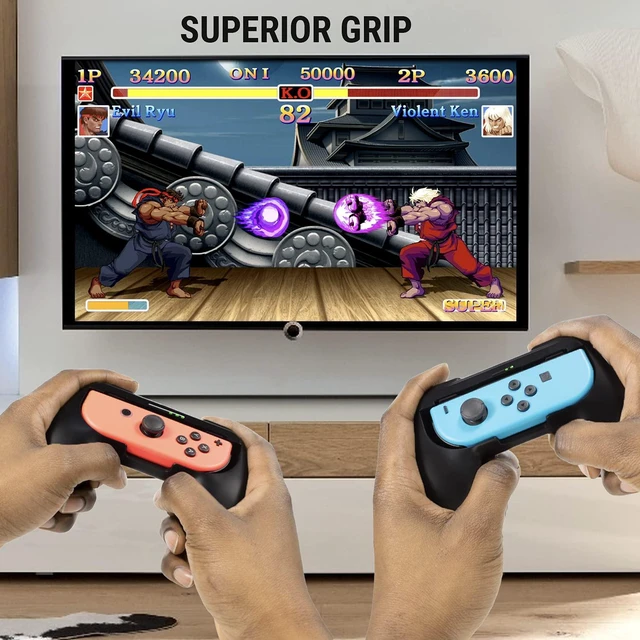 Alt view image 7 of 7 - Grips compatible with Nintendo Switch Joy-Cons for Extra Comfort - TWIN PACK (2x BLACK) Universal Sided Grip Attachments for use with Nintendo Switch Joy-Cons