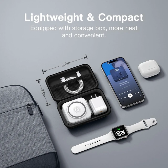 Alt view image 7 of 7 - 3 in 1 Charging Station for Apple,Wireless Charger Pad for iPhone 17/16e/16/15/14/13/12/Pro/Max/Mini,Magnetic Foldable Charger for AirPods 2/3/4/Pro/Pro 2/Pro 3 & for iWatch Series