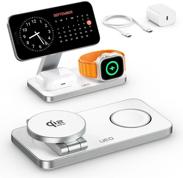 Main image of 3-in-1 Charging Station for Apple Devices,QI2.2 25W Ultra-Fast Magnetic Wireless Charger Stand,Compatible with MagSafe,Foldable Travel Charger for iPhone Air/17/16/15/14/13/12,Apple Watch,AirPods