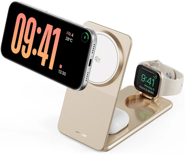 Main image of Foldable Magnetic Charger, 25W 3 in 1 Wireless Charging Station, Qi2.2 Fast Charger, Aluminum Alloy Cooling Charger Stand for iPhone18/17/16 Pro Max, Apple Watch, AirPods(45W Adapter),Ultrathin