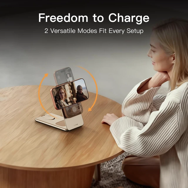 Alt view image 7 of 7 - Foldable Magnetic Charger, 25W 3 in 1 Wireless Charging Station, Qi2.2 Fast Charger, Aluminum Alloy Cooling Charger Stand for iPhone18/17/16 Pro Max, Apple Watch, AirPods(45W Adapter),Ultrathin