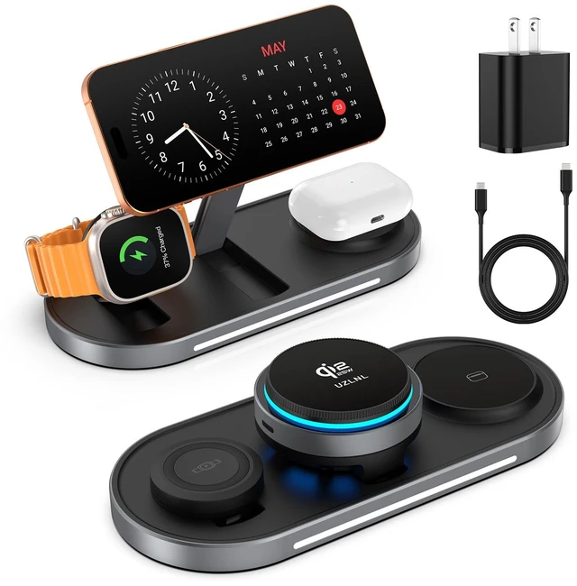 Main image of 25W 3 in 1 Wireless Charging Station for Qi2.2 Magsafe Charger for Apple | for iPhone 18 17 16 15 14 Pro Max,Apple Watch,Airpods,Foldable Charging Stand, Cooling Fan, Multi Device Charging, Travel