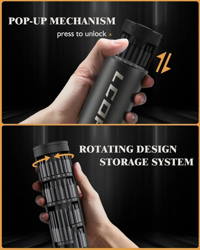 Alt view image 7 of 7 - LCORE 67 in 1 Cordless Electric Precision Screwdriver Set, 62 Industrial S2 Steel Bits, 4 Adjustable Torque (0.05-0.35 NM), Magnetic Case, LED Lights for Electronics Phone Laptop Camera