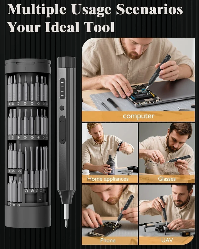 Alt view image 4 of 7 - LCORE 67 in 1 Cordless Electric Precision Screwdriver Set, 62 Industrial S2 Steel Bits, 4 Adjustable Torque (0.05-0.35 NM), Magnetic Case, LED Lights for Electronics Phone Laptop Camera