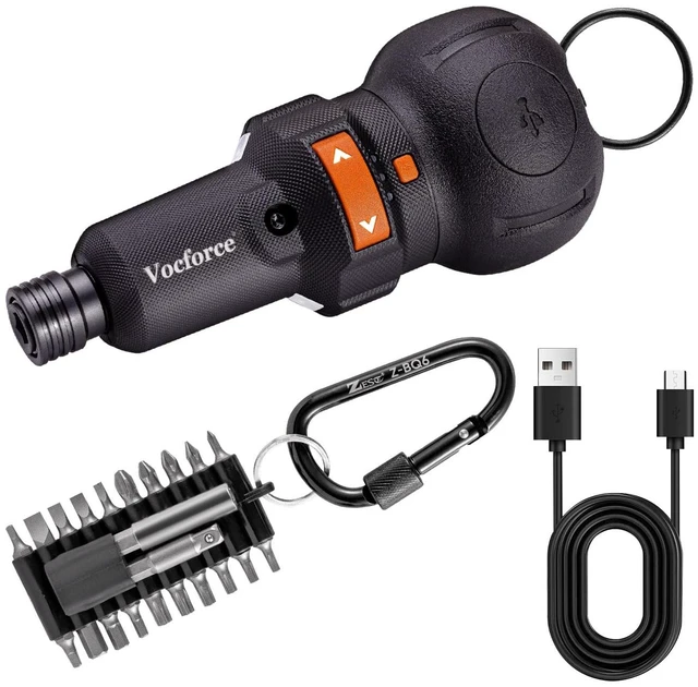 Main image of Electric Screwdriver, 5" Compact 400RPM Small Cordless Screwdriver | for Tight Space & Home Repairs, USB C Rechargeable, 4V 3-Speed, 3-Torque, 22PC Magnetic Bits, Dual LED Light