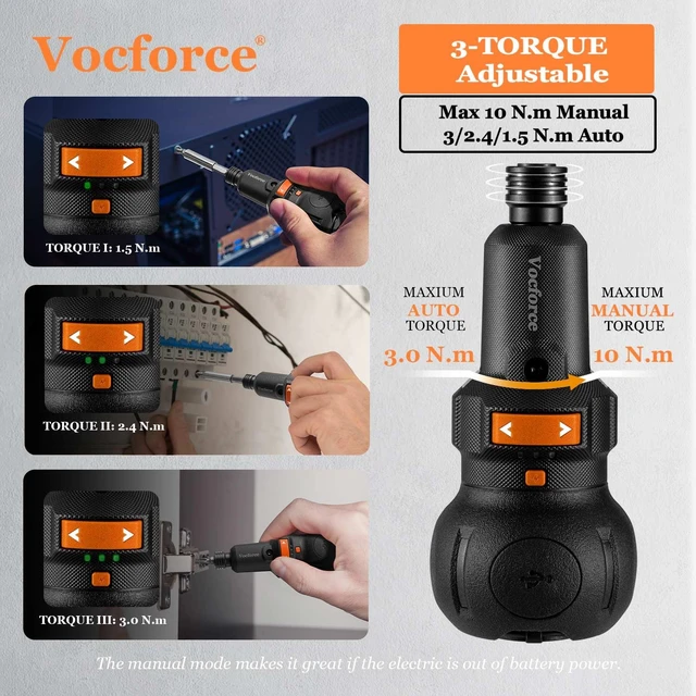 Alt view image 4 of 7 - Electric Screwdriver, 5" Compact 400RPM Small Cordless Screwdriver | for Tight Space & Home Repairs, USB C Rechargeable, 4V 3-Speed, 3-Torque, 22PC Magnetic Bits, Dual LED Light