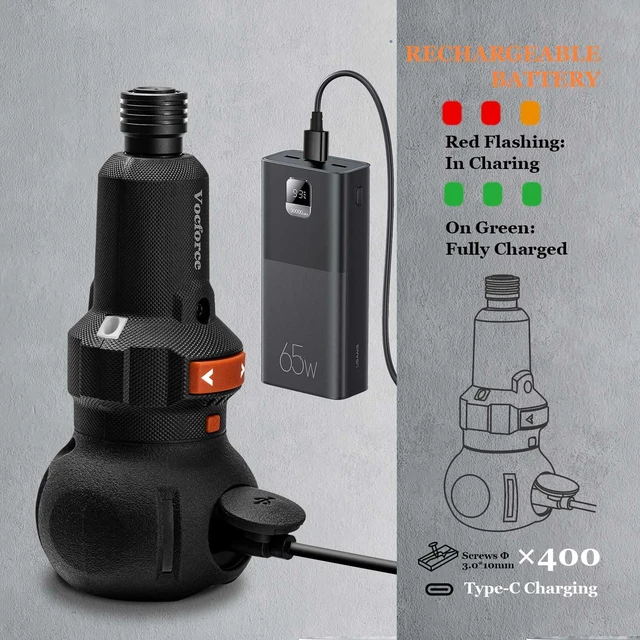 Alt view image 5 of 7 - Electric Screwdriver, 5" Compact 400RPM Small Cordless Screwdriver | for Tight Space & Home Repairs, USB C Rechargeable, 4V 3-Speed, 3-Torque, 22PC Magnetic Bits, Dual LED Light