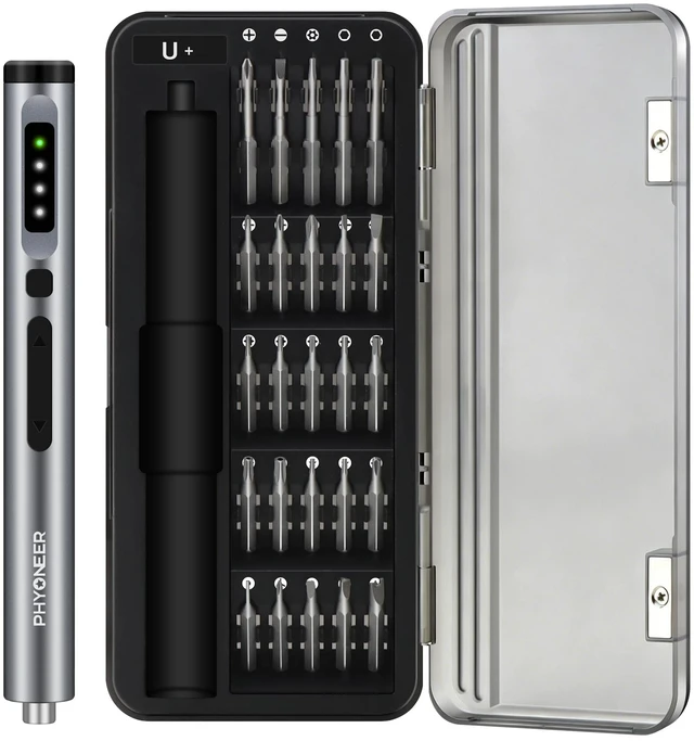 Main image of Mini Electric Screwdriver, 25-in-1 Precision Power Screwdriver Set | S2 Steel Bits,3 Torque Settings (Max 0.5N.m),LED Light,500 mAh,Repair Kit for Phone,PC,Camera,Electronics,Gifts for Men