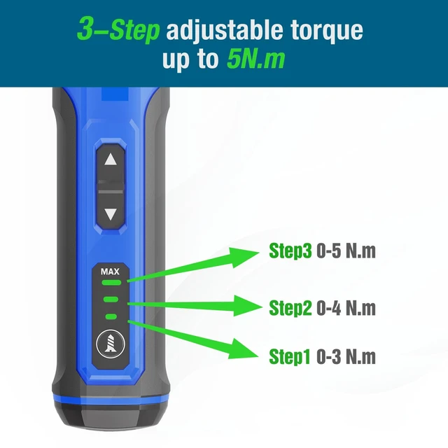 Alt view image 3 of 7 - Werktough 4V Mini Electric Cordless Screwdriver with 3-Gear Torque 5Nm Power 25pc Screwdriver Bits S2 LED Light USB Charging Home Improvement S026