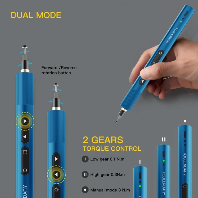 Alt view image 5 of 7 - Electric Screwdriver Sets, 55 in 1 Mini Electric Screwdriver Rechargeable, Precision Screwdriver Kits with Magnetic Bits, Small Power Screwdriver Set for Phone, Glasses, Blue