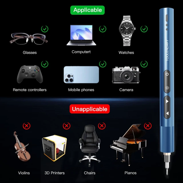 Alt view image 6 of 7 - Electric Screwdriver Sets, 55 in 1 Mini Electric Screwdriver Rechargeable, Precision Screwdriver Kits with Magnetic Bits, Small Power Screwdriver Set for Phone, Glasses, Blue