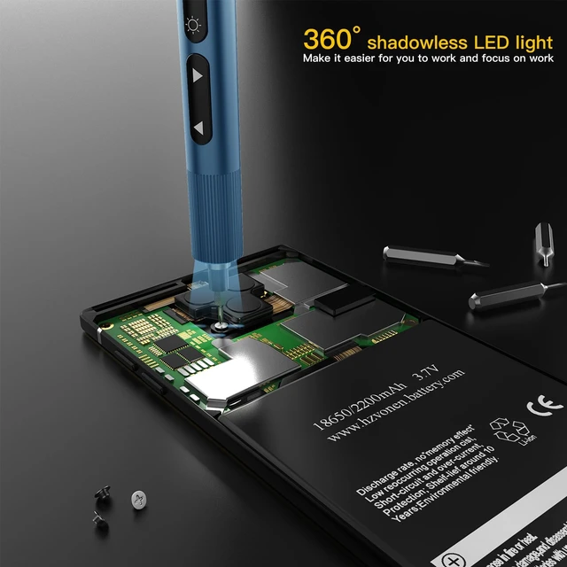 Alt view image 7 of 7 - Electric Screwdriver Sets, 55 in 1 Mini Electric Screwdriver Rechargeable, Precision Screwdriver Kits with Magnetic Bits, Small Power Screwdriver Set for Phone, Glasses, Blue
