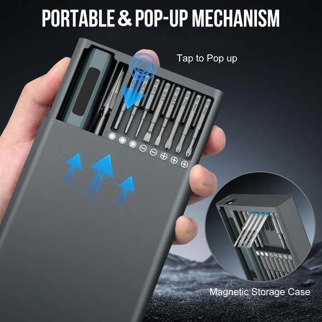 Alt view image 5 of 7 - Mini Electric Screwdriver, 86 in 1 Electronic Screwdriver Set | 80 Magnetic Bits, 5 Torque (0.15 to 0.7N.m), Push-to-Pop Magnetic Case, Precision Electric Screwdriver for PC Phone RC Cars