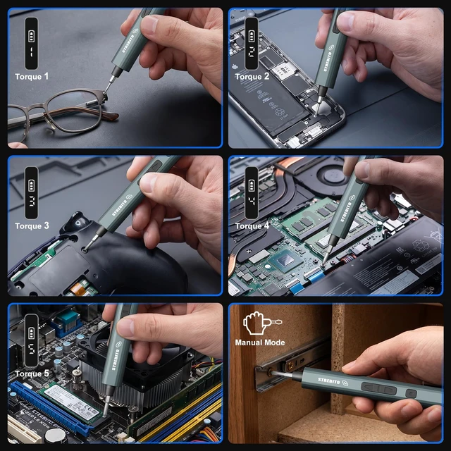 Alt view image 6 of 7 - Mini Electric Screwdriver, 86 in 1 Electronic Screwdriver Set | 80 Magnetic Bits, 5 Torque (0.15 to 0.7N.m), Push-to-Pop Magnetic Case, Precision Electric Screwdriver for PC Phone RC Cars