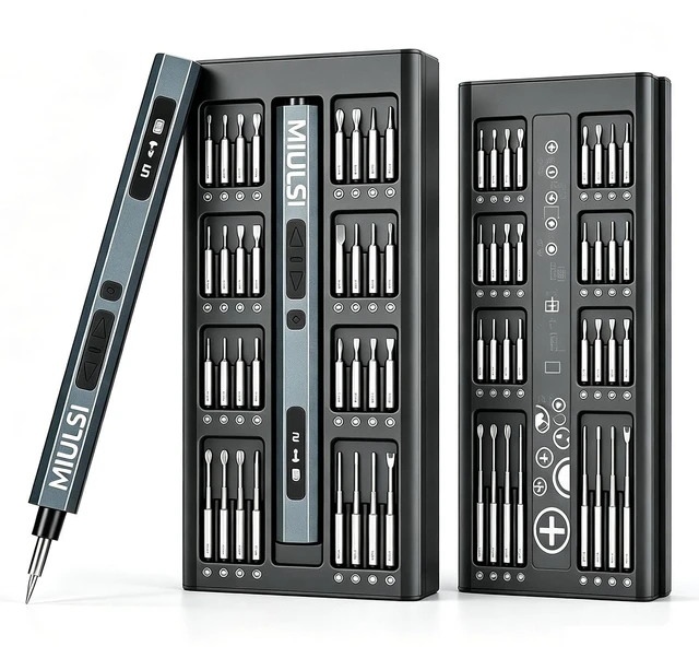 Main image of Electric Precision Screwdriver, 66pcs Mini Electric Screwdriver | 66 S2 Preicison Bits, 5 Torque Settings, Organized Storage, Mini Power Screwdriver Rechargeable Tool Kit for PC Electronics