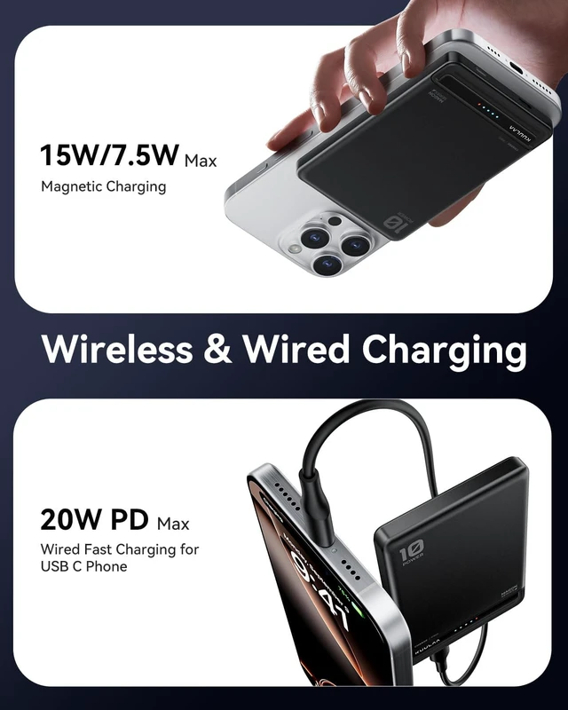 Alt view image 5 of 7 - for Magsafe Portable Charger, 10000mAh Ultra-Slim Wireless Magnetic Power Bank with USB C 20W Fast Charging, Travel Essential for Magsafe Battery Pack Compatible with 17/16/15/14/13/12 Series