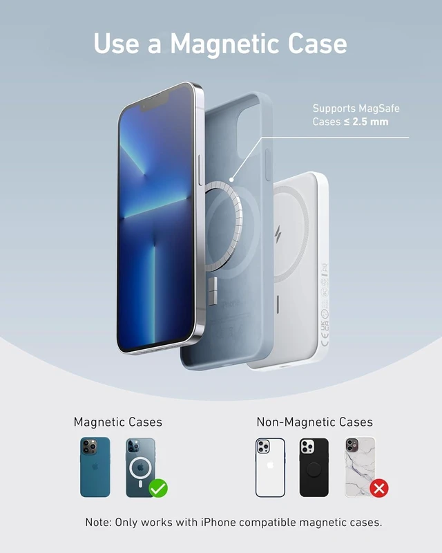 Alt view image 6 of 7 - 621 MagGo Power Bank, 5,000mAh Magnetic Portable Charger | Travel Essential Battery Pack with USB-C Cable, Compatible with iPhone 16 / 15 / 14 / 13 / 12 Series