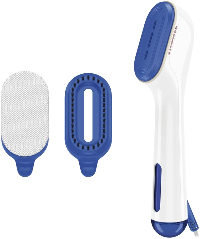 Main image of Clothes Steamer, 2-in-1 Travel Steamer & Iron, Anti-Drip, White/Blue | Portable handheld garment steamer for clothes w/ iron, quickly removes wrinkles, 120-240V & heats in 25 seconds