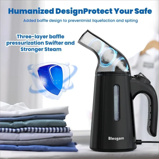 Alt view image 3 of 7 - Steamer for Clothes 700W, Fast Heat-up in 40S Clothes Steamer | 120ML Water Tank, 25g/min Strong Penetrating Steam, Steamer Iron for Clothes, Handheld Steamer For Travel, Home, GY169 Black