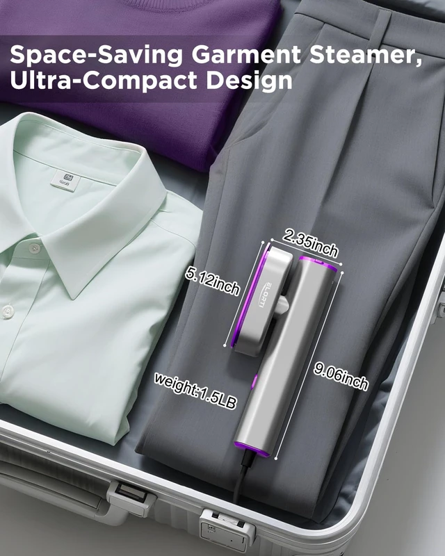 Alt view image 6 of 7 - ELORTI Steamer for Clothes, Clothes Steamer Handheld, 1200W 2 in 1 Steam Iron - 10s Fast Heat Up, Portable Garment Steamer with 90° Rotatable Handle, Mini Steam Iron for Home Travel
