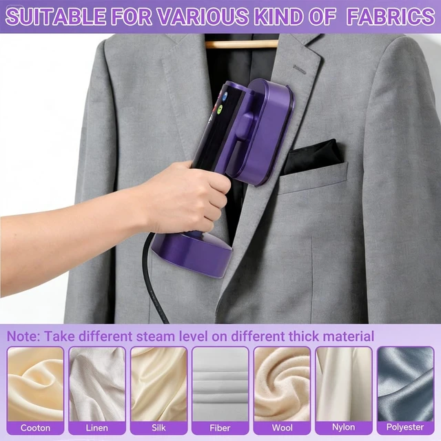 Alt view image 5 of 7 - Steamer for Clothes, Handheld 2-in-1 Steamers & Iron for Home and Travel | 15s Heat Up, Portable,190ml Detachable Tank, Stand Upright, 6-Level, LED Display,1300W Garment Steamer for All Fabrics