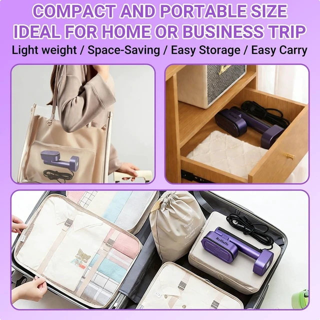 Alt view image 7 of 7 - Steamer for Clothes, Handheld 2-in-1 Steamers & Iron for Home and Travel | 15s Heat Up, Portable,190ml Detachable Tank, Stand Upright, 6-Level, LED Display,1300W Garment Steamer for All Fabrics