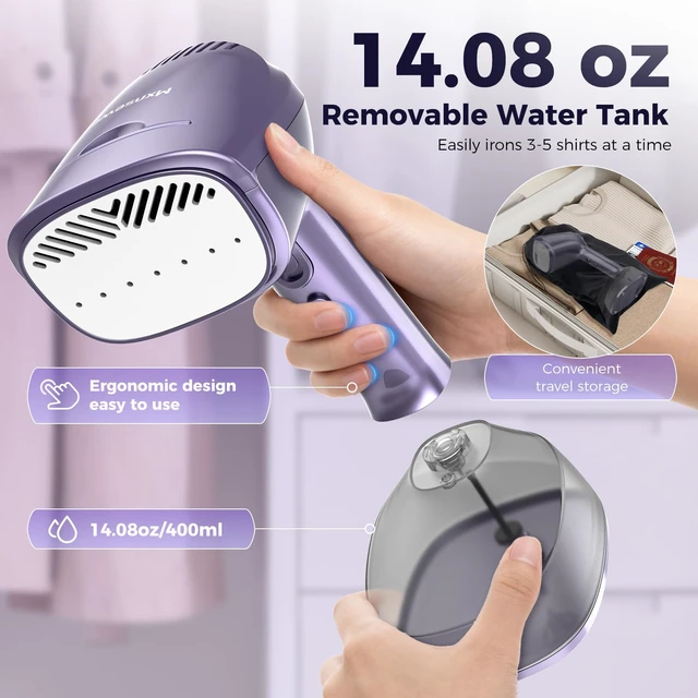 Alt view image 7 of 7 - Vacuum Steamer for Clothes3500Pa Handheld Steamer for Fabric Grip | 2in1 Handheld Garment Steamer with Suction, 400ml Water Tank, Portable Fabric Wrinkle Remover for Travel, 110120V