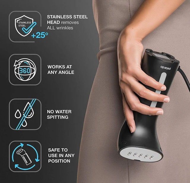 Alt view image 3 of 6 - Travel Garment Steamer - Compact Portable Handheld Clothes Steamer with 360° Anti-Spill Technology, Professional Wrinkle Remover for Travel & Home, Black