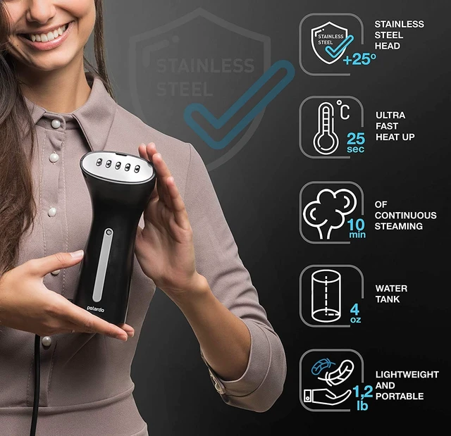 Alt view image 2 of 6 - Travel Garment Steamer - Compact Portable Handheld Clothes Steamer with 360° Anti-Spill Technology, Professional Wrinkle Remover for Travel & Home, Black