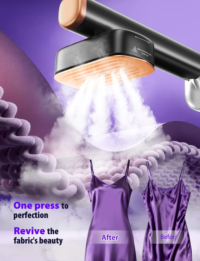 Alt view image 7 of 7 - Travel Steamer for Clothes,35 g/min Steam Quick Wrinkle Removal | Garment Steamer With 180ml Tank,35min Powerful Steam,4 Modes ,Touch Control, LED Display,Portable for Travel & Home Black
