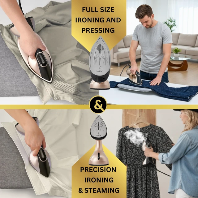 Alt view image 3 of 7 - DuoPress 2-in-1 Iron for Clothes w/Detachable Soleplate 1600W | Handheld Clothes Steamer with Large Detachable Ceramic Plate, Smart Temperature Control, Portable Wrinkle Remover