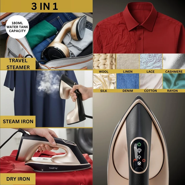 Alt view image 5 of 7 - DuoPress 2-in-1 Iron for Clothes w/Detachable Soleplate 1600W | Handheld Clothes Steamer with Large Detachable Ceramic Plate, Smart Temperature Control, Portable Wrinkle Remover