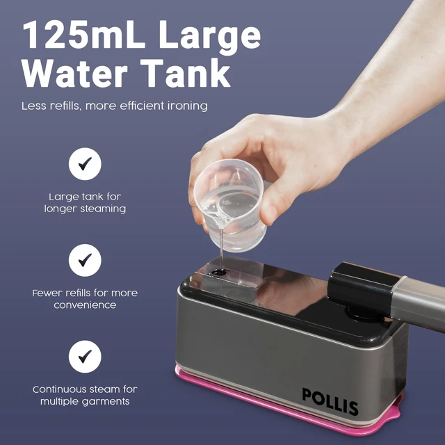 Alt view image 4 of 7 - Portable Travel Iron and Steamer for Clothes, POLLIS 2-in-1 Mini Foldable Handheld Iron, Compact Steam Iron for Travel, Small Spaces, Dorms, Cruises
