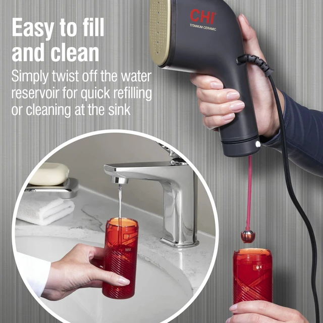 Alt view image 4 of 7 - Collapsible Travel 2-in-1 Handheld Garment Steamer & Steam Iron | 1200 Watts, 120 ml Water Tank, 6 Minutes of Steam, Fast Heatup, 10" Cord, Black