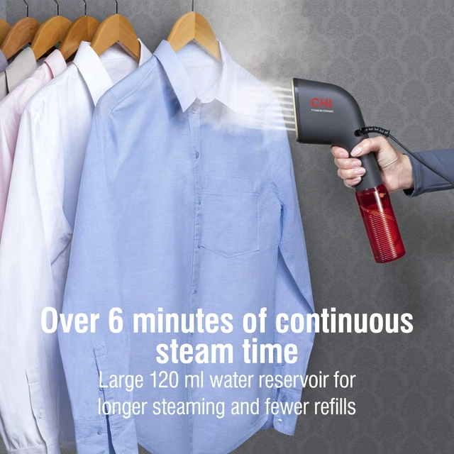Alt view image 6 of 7 - Collapsible Travel 2-in-1 Handheld Garment Steamer & Steam Iron | 1200 Watts, 120 ml Water Tank, 6 Minutes of Steam, Fast Heatup, 10" Cord, Black