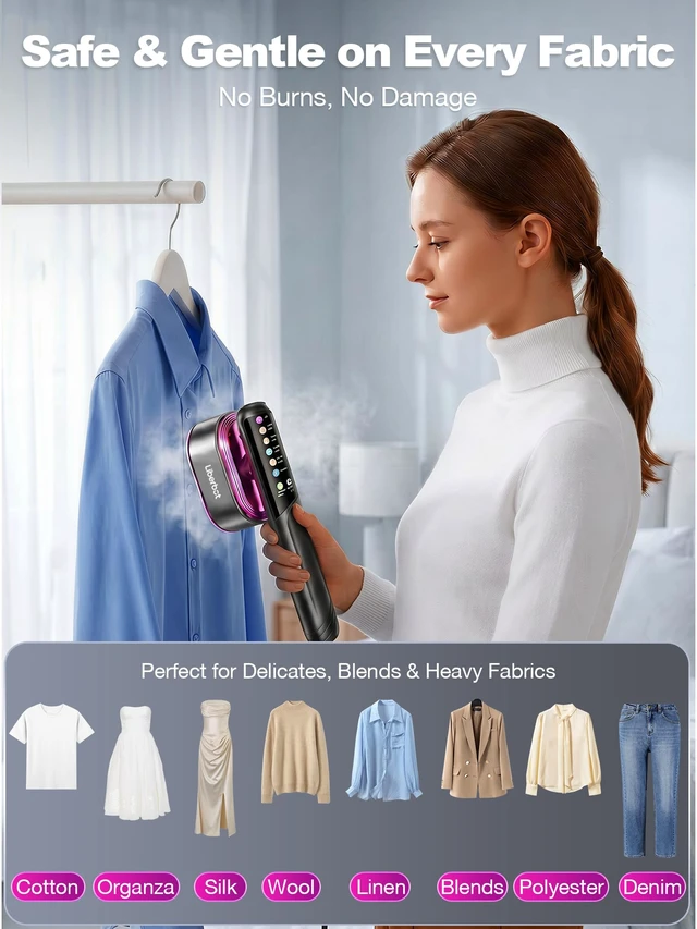 Alt view image 4 of 7 - Travel Steamer for Clothes, 2-in-1 Steam Iron & Garment Steamer | 6 Modes, 90° Rotatable Head, 1200W Fast Heat-Up, Large Ceramic Panel Quick Wrinkle Removal for Home/Travel/Hotel